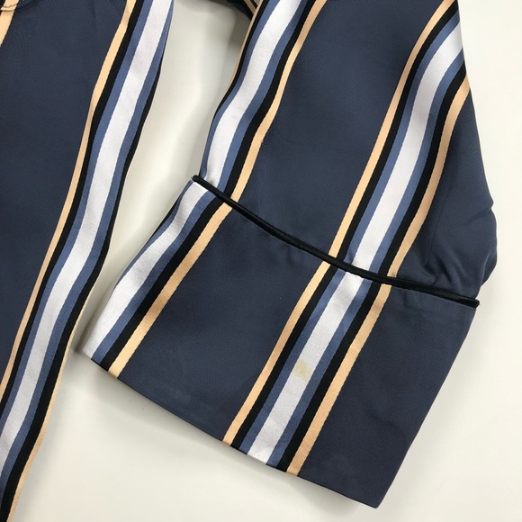 Vintage ESCADA SPORT 16 Oversized silky grey & gold striped  blouse Size EU 46 - Picture 8 of 16